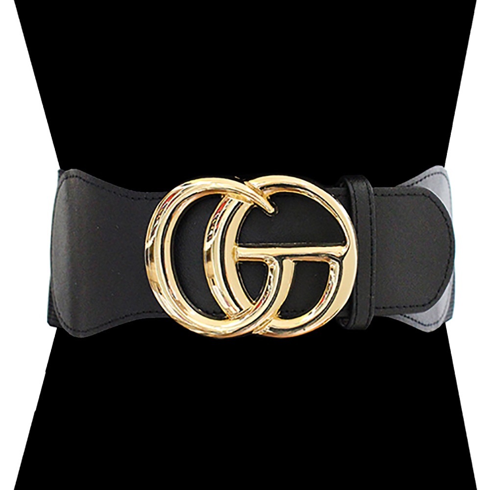 Black & Gold Oversized Vegan Leather Statement Belt